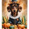 Edge Collections - 11.25" X 15.5" - Multicolor - Chocolate Dachshund Thanksgiving Garden Flag - 1 Piece